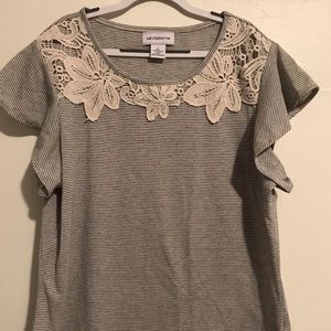 Liz Claiborne Tee with Floral Lace Top